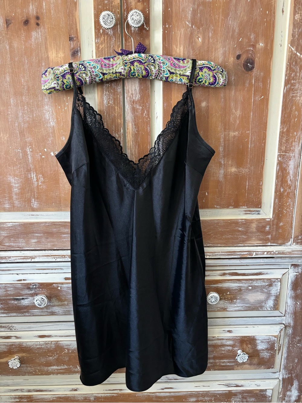 🌿🦋 INC International Concepts Black Satin Lace Mini Slip Dress